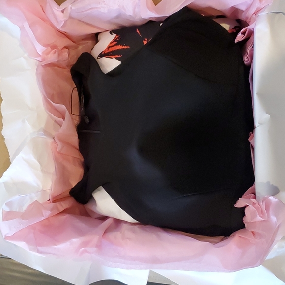 XSCAPE Black White Pink Floral Maxi Dress Size 2 - Picture 10 of 12